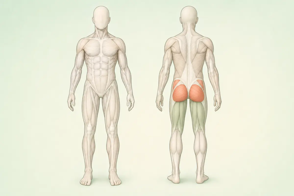 Kalça kas grubunun ön ve arka anatomik görünümü