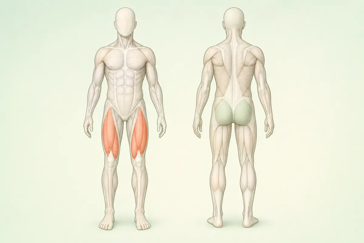 Bacak kas grubunun ön ve arka anatomik görünümü