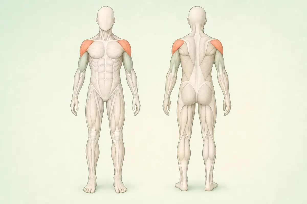 Omuz kas grubunun ön ve arka anatomik görünümü
